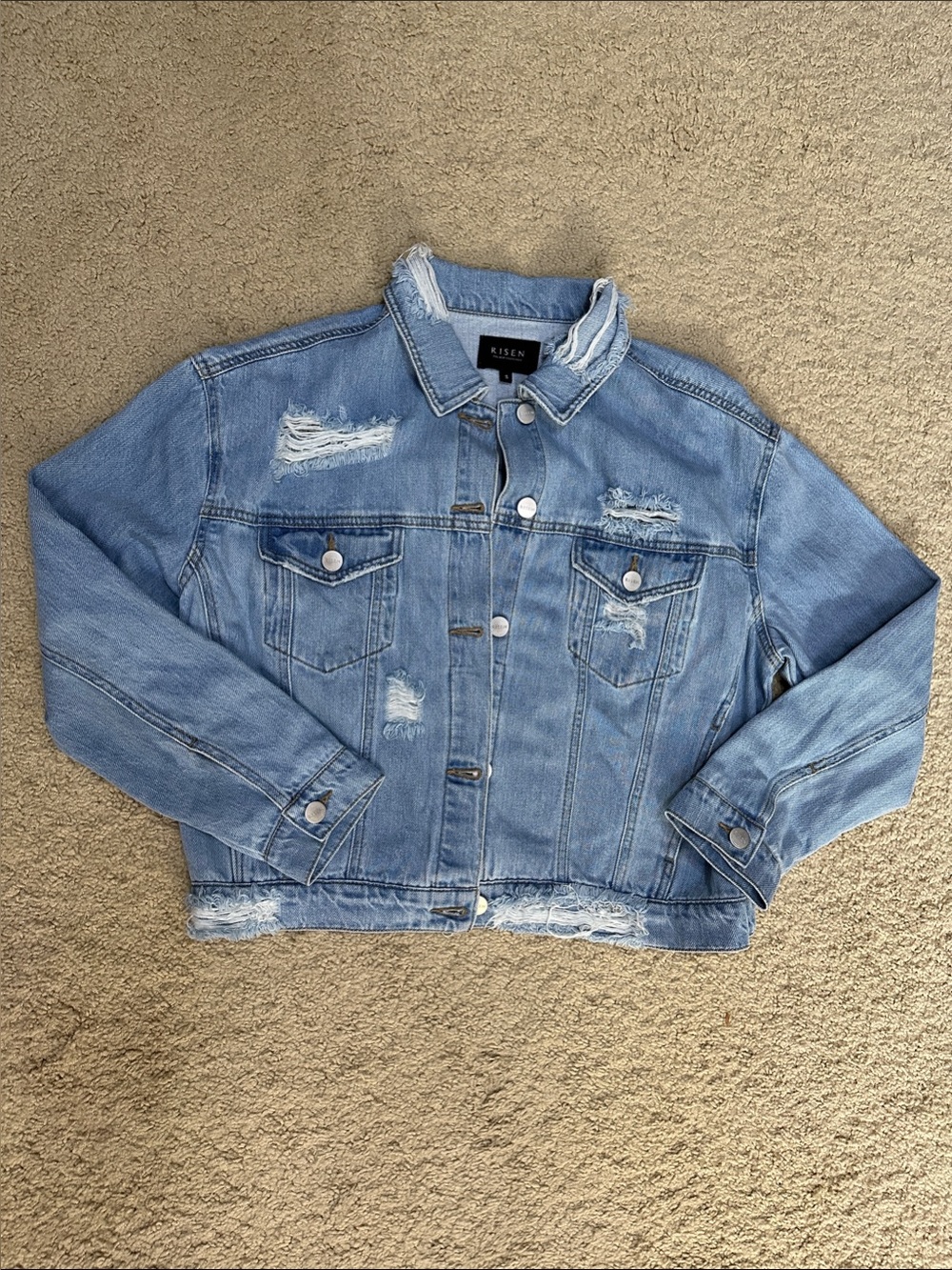 Risen Distressed Light Blue Denim Jacket